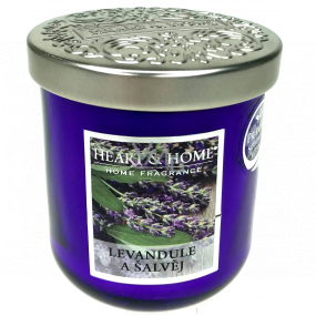 Heart & Home Lavender and sage Large soy candle burns for up to 75 hours 340 g