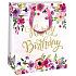 Ditipo Gift paper bag 26.4 x 13.6 x 32.7 cm white, with flowers Happy QAB Glitter