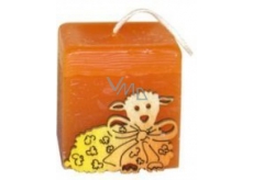 Candle cube wooden apl. fragrant 45mm red