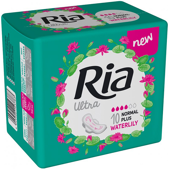 Ria Ultra Normal Plus Waterlily sanitary pads with wings 10 pieces