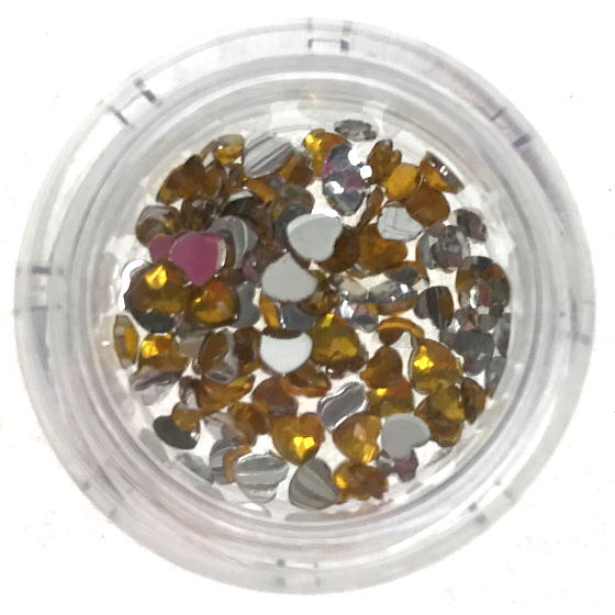 Professional nail decorations rhinestones heart yellow 132