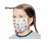3-layer protective medical non-woven disposable, low respiratory resistance for children 10 pieces white paw print