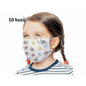 3-layer protective medical non-woven disposable, low respiratory resistance for children 10 pieces white paw print