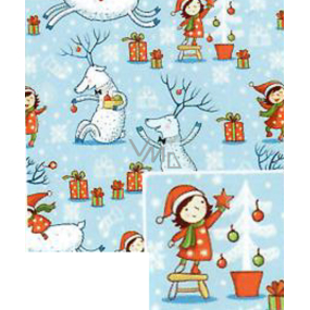 Nekupto Christmas gift wrapping paper 70 x 500 cm Light blue deer, gifts