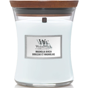 WoodWick Magnolia Birch - Magnolia and birch scented candle with wooden wick and lid glass medium 275 g