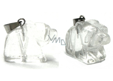 Crystal Bear pendant natural stone, hand cut figurine 1,8 x 2,5 x 8 mm, stone stones