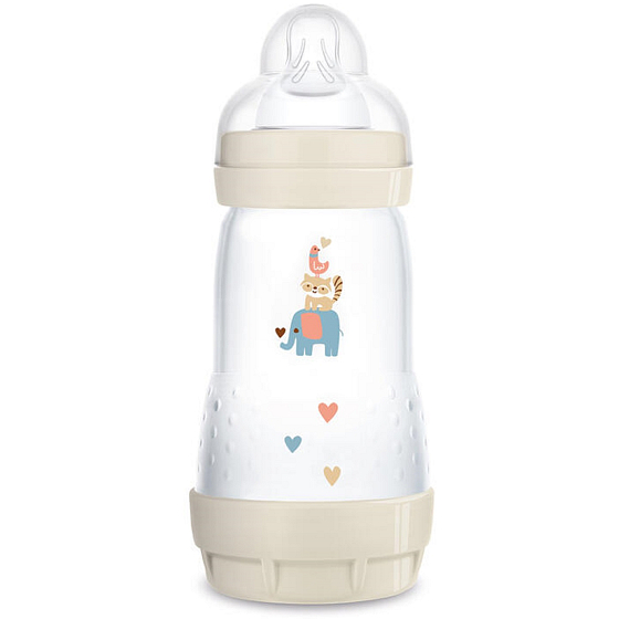 Mam Anti-Colic feeding bottle, silicone soft teat with medium flow 2+ months White 260 ml