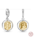 Sterling silver 925 Harry Potter - 9 and 3/4, Hedwig, rotating bracelet pendant