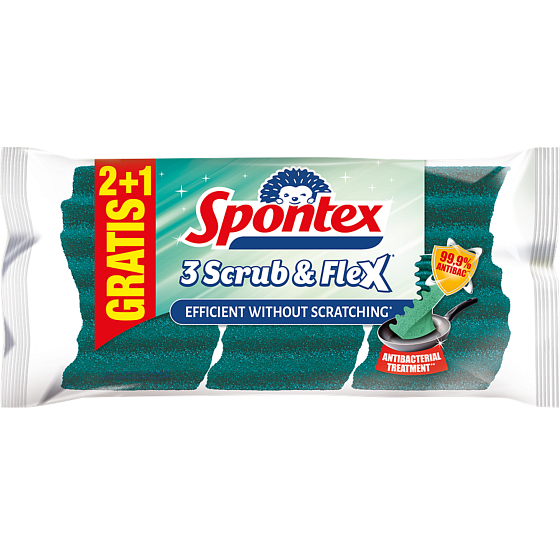 Spontex Scrub & Flex Extra Flexible Dish Sponge 3 pieces