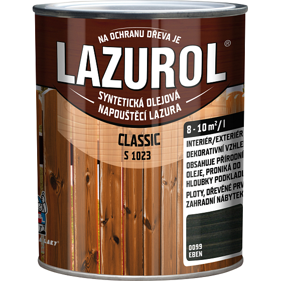 Lazurol Classic S1023 thin-layer wood stain with oils, 0099 ebony, 750 ml