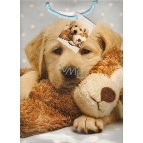 Nekupto Gift paper bag 32.5 x 26 x 13 cm Puppy 1 piece 766 01 BL