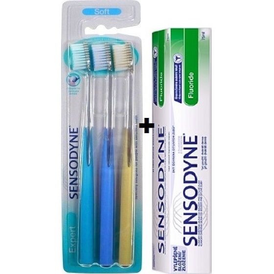 Sensodyne Expert Soft soft toothbrush 3 pieces + Sensodyne Fluoride Toothpaste 75 ml