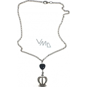 Silver necklace with pendant crown 47 cm