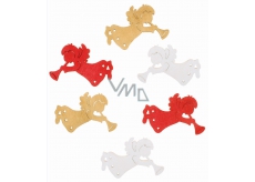 Angels with trumpet made of wood 6 cm 6 pieces