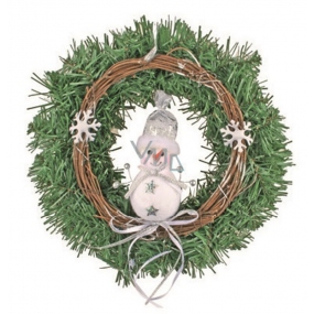 Wreath with a snowman for hanging 25 cm