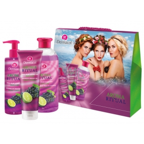 Dermacol Aroma Ritual Grapes with lime Anti-stress shower gel 250 ml + liquid soap 250 ml + bath foam 500 ml, cosmetic set