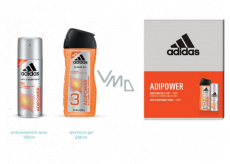 Adidas Adipower antiperspirant deodorant spray for men 150 ml + shower gel 250 ml, cosmetic set