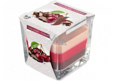 Bispol Chocolate & Cherry - Chocolate and cherry tricolor scented candle glass, burning time 32 hours 170 g
