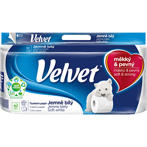 Velvet Soft White 3-ply toilet paper, 8 rolls, 18.3 m roll