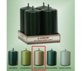 Lima Metal olive matt candle cylinder 50 x 100 mm 4 pieces