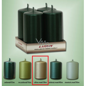Lima Metal olive matt candle cylinder 50 x 100 mm 4 pieces