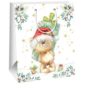 Ditipo Gift paper bag 26,4 x 13,6 x 32,7 cm Christmas teddy bear with gift