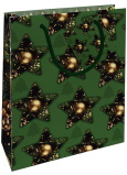 Nekupto Gift paper bag 23 x 18 x 10 cm Christmas green, stars