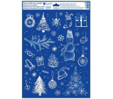 Christmas window film with glitter Cap and gloves 30 x 42 cm