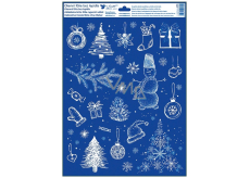 Christmas window film with glitter Cap and gloves 30 x 42 cm