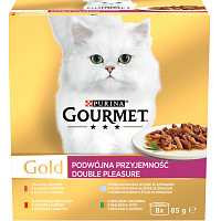 Purina Gourmet Gold for cats, beef with chicken, rabbit with liver, fish with spinach, duck with turkey, 8x85 g