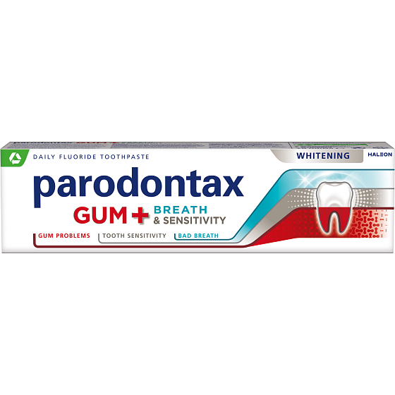 Parodontax Gum + Breath & Sensitivity Whitening Toothpaste with Fluoride, 75 ml