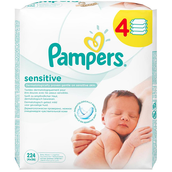 Pampers Sensitive wipes for sensitive skin of children 4 x 56 pieces