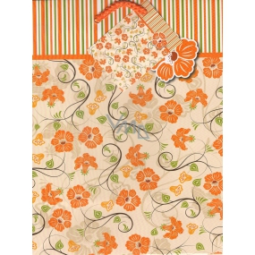 Nekupto Gift paper bag 23 x 18 x 10 cm Flowers orange 1 piece 755 01 BM