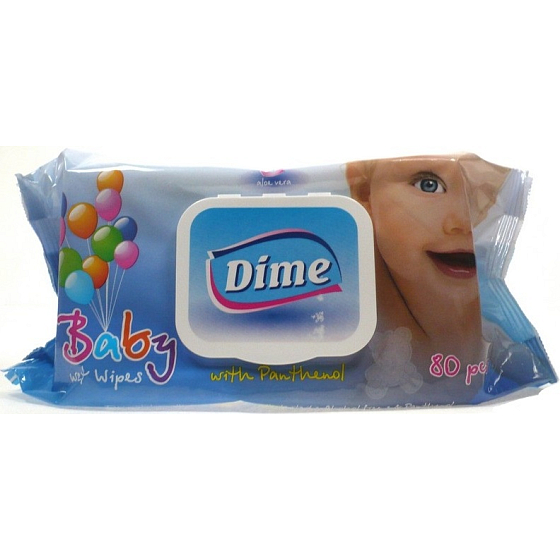 Dime Baby Wet Wipes Wet Wipes with Clip 80 Pieces