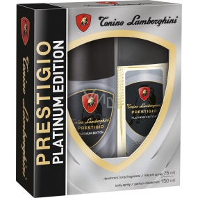 Tonino Lamborghini Prestigio Platinum Edition perfumed deodorant glass for men 75 ml + deodorant spray 150 ml, cosmetic set