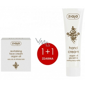 Ziaja Argan oil soothing and softening skin cream 50 ml + Argan oil hand cream 100 ml, duopack