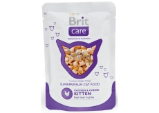 Brit Care Kuře + sýr kousky masa pro koťata kapsička 80g