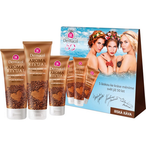 Dermacol Aroma Ritual Irish Coffee Intoxicating shower gel 250 ml + body lotion 200 ml + hand cream 100 ml, cosmetic set