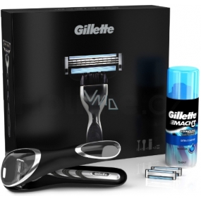 Gillette Mach3 shaver + spare head 2 pieces + Extra comfort shaving gel 75 ml, cosmetic set, for men