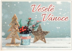 Nekupto Postcard Christmas Tree, star, flower 15 x 11 cm