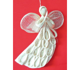 Angel made of abaca, flat with loops for hanging, 20 cm