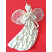 Angel made of abaca, flat with loops for hanging, 20 cm