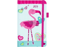 Albi Diář 2019 pocket with eyeliner Flamingo with hearts 9,5 x 15 x 1,3 cm