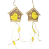 Jute house with yellow chicken 14 cm for hanging 1 piece