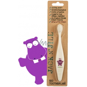 Jack N Jill BIO Hippopotamus extra soft toothbrush for children, decomposable in nature, made of corn starch, without BPA and PVC