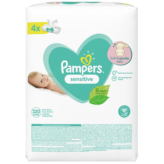 Pampers Sensitive baby wipes 4 x 80 pieces
