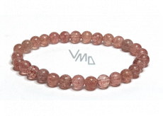Crystal strawberry bracelet elastic natural stone, bead 6 mm / 16 - 17 cm, stone stones