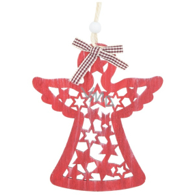 Red wooden angel for hanging 10 x 11,5 cm