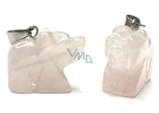 Rose Bear pendant natural stone, hand cut figurine 1,8 x 2,5 x 8 mm, love stone
