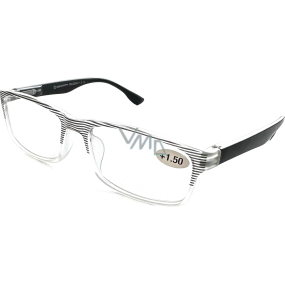 Berkeley Reading dioptric glasses +1.5 plastic transparent, black stripes 1 piece MC2248